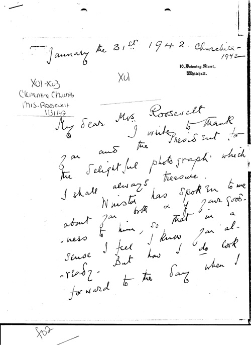[a333x01.jpg] - Clementine Churchill-->Mrs.Roosevelt1/31/42