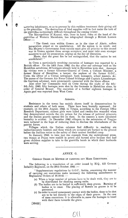 [a334o11.jpg] - Recent activities and present strengths (July 1943) of opposing forces in Yugoslavia, Albania and Greece  7/14/43