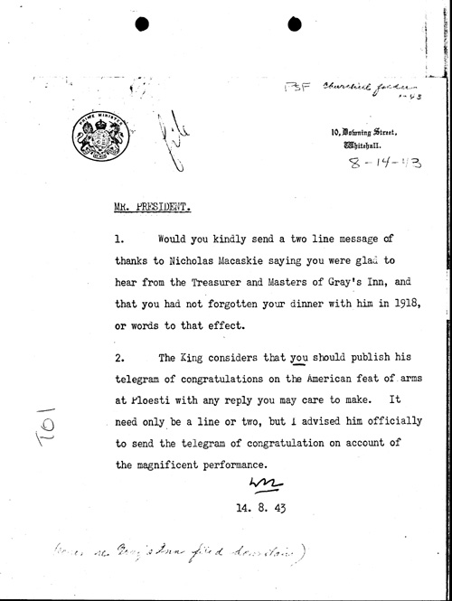 [a334t01.jpg] - Churchill-->FDR 8/14/43