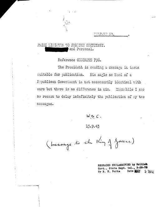 [a334z04.jpg] - Churchill-->Foreign Secretary 9/13/43