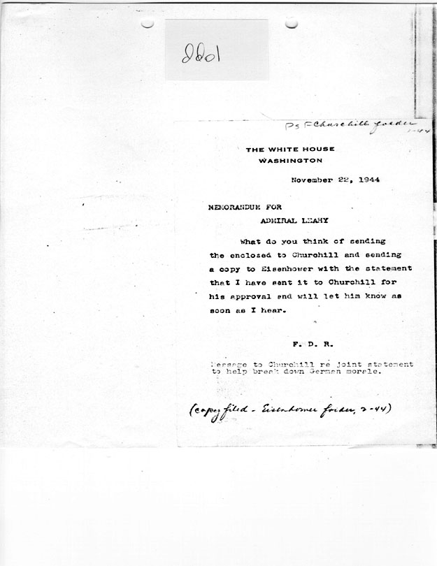 [a335dd01.jpg] - Memo. FDR --> Admiral Leahy 11/22/44