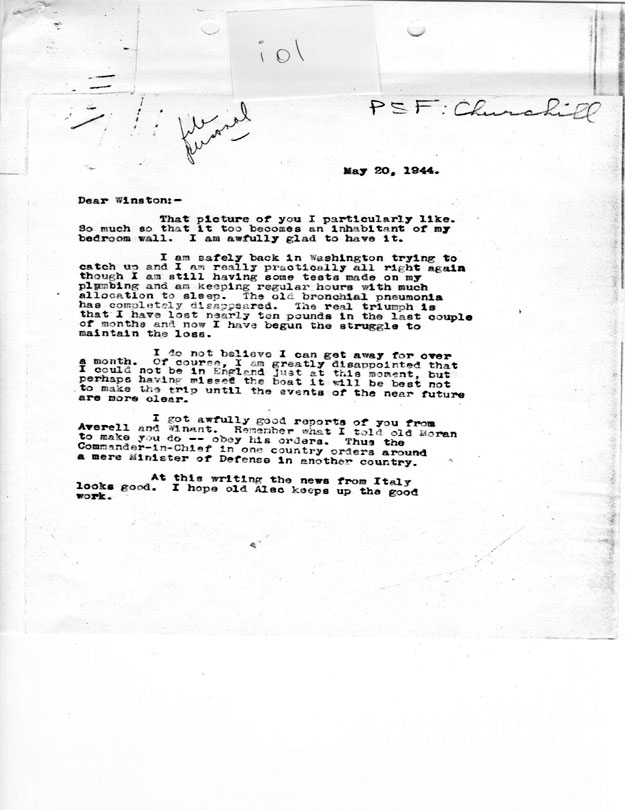 [a335i01.jpg] - FDR --> Winston Churchill 5/20/44