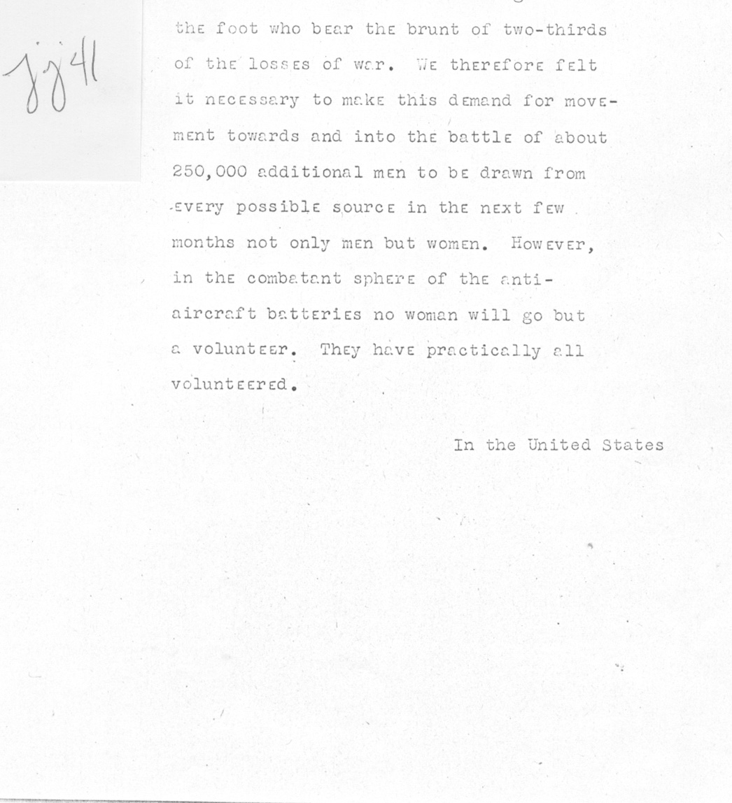 [a335jj41.jpg] - Telegram from London --> Secretary of State- Copy of speech delivered in House of Commons by Churchill on 1/18/45
