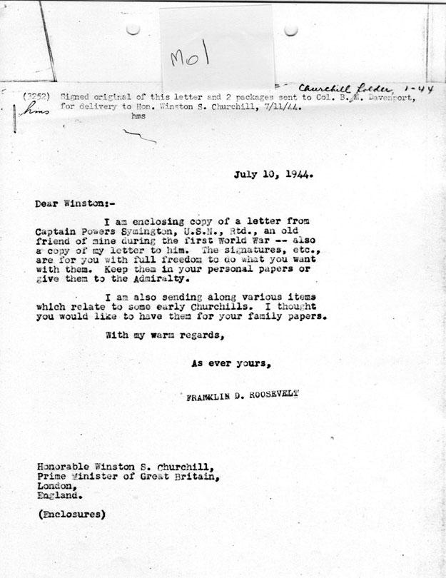 [a335m01.jpg] - FDR --> Winston Churchill 7/10/44