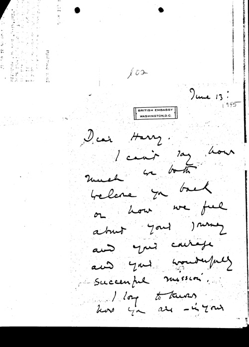 [a337l02.jpg] - Dorothy Halifax --> Harry Hopkins 6/13/45