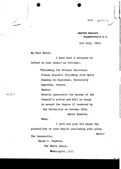 [a337m01.jpg] - ? --> Harry Hopkins 7/1/45