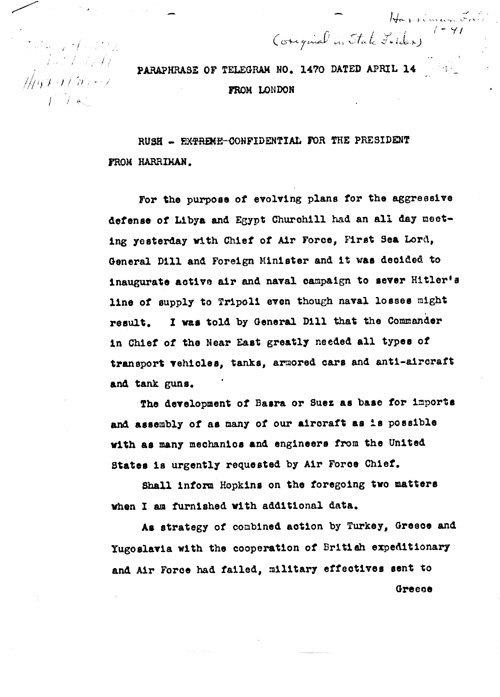 [a338a01.jpg] - File 338 Telegram, Harriman-->FDR 4/14/1941