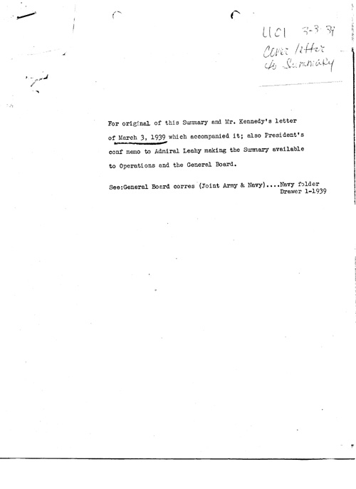[a339u01.jpg] - Cover letter to summary 3/3/39
