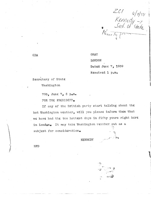 [a339z01.jpg] - J. Kennedy-->Sect. of State 6/7/39
