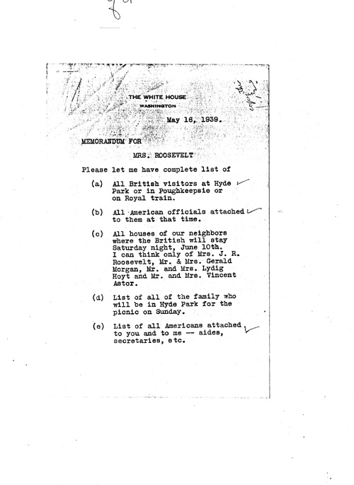 [a343q01.jpg] - FDR --> Mrs. Roosevelt re: seating arrangements at Church. 5/16/39.