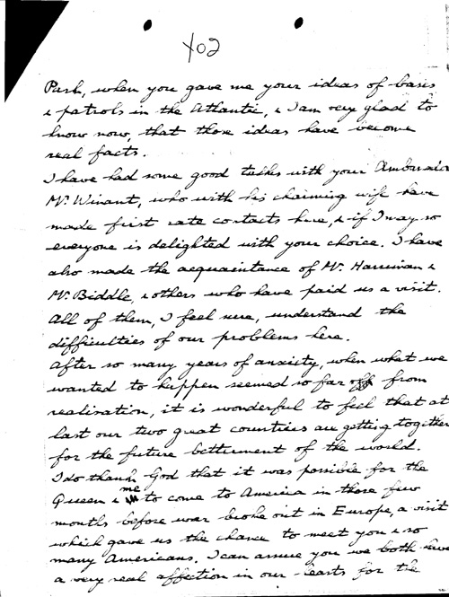 [a344y02.jpg] - King George --> FDR re: U.S. aid to Great Britain during war; sinking of 