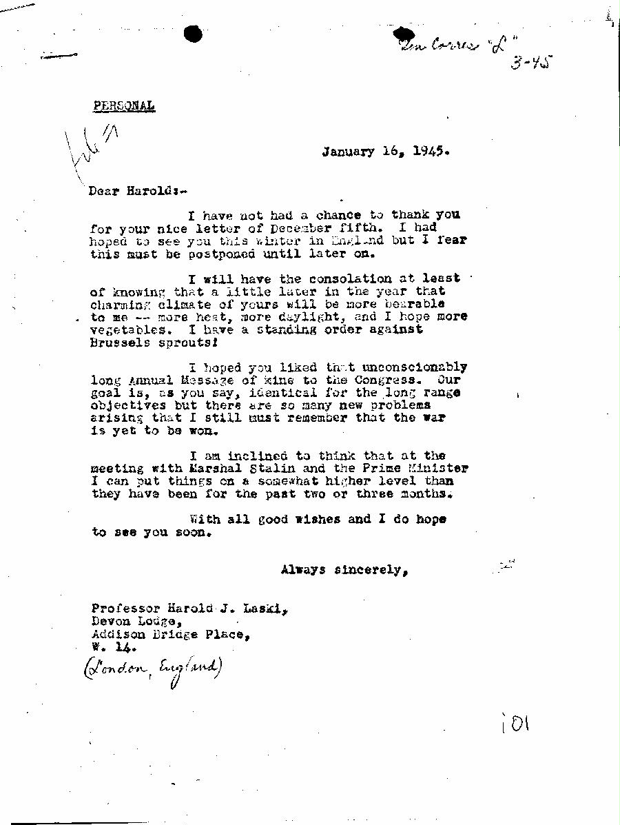 [a345i01.jpg] - Harold Laski --> Harold 1/16/1945