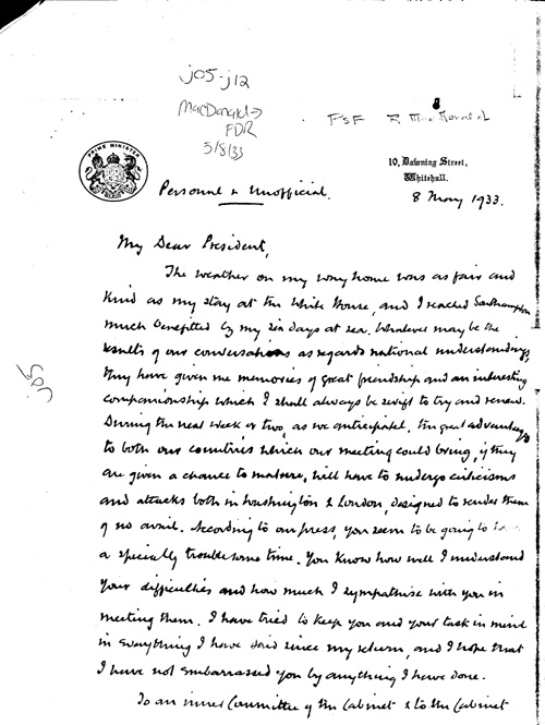 [a346j05.jpg] - MacDonald-->F.D.R. 5/8/33 - Page 1