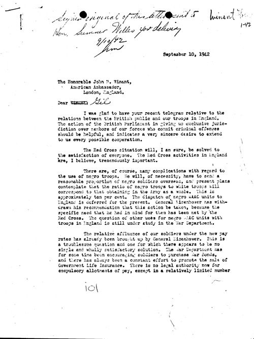 [a352i01.jpg] - F.D.R.--> Winant 9/10/42