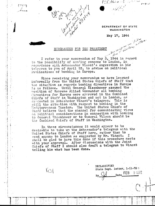 [a352r01.jpg] - Cordell Hull --> F.D.R. 5/17/44