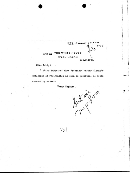 [a352x01.jpg] - Harry Hopkins --> Tully 12/2/44