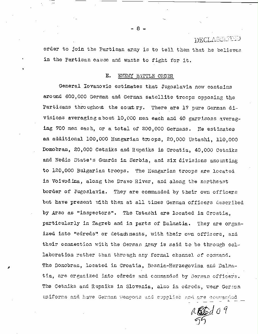 [a55d09.jpg] - Report of Major Weil on this Experience with the Partisans in Jugoslavia