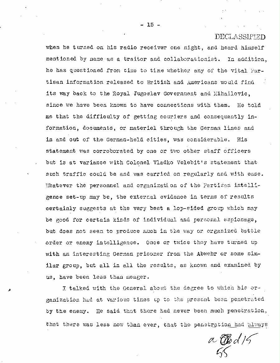 [a55d15.jpg] - Report of Major Weil on this Experience with the Partisans in Jugoslavia