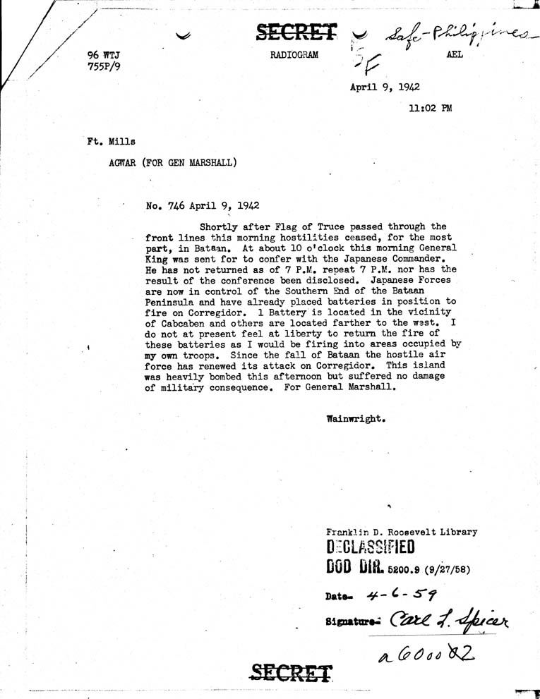 [a60oo02.jpg] - Wainwright to Marshall 5/9/42