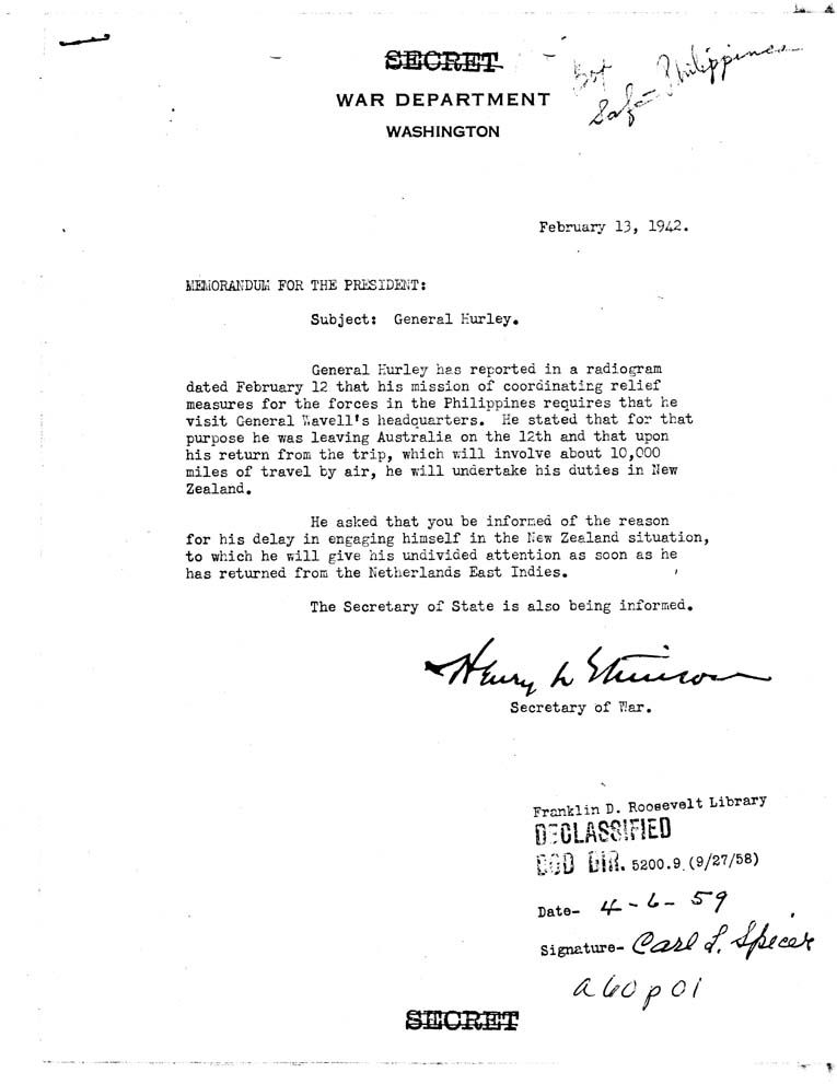 [a60p01.jpg] - Stimson to FDR 2/13/42