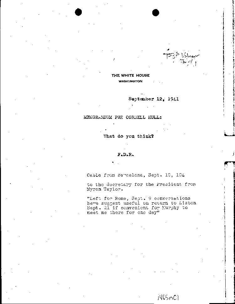 [a465n01.jpg] - Memorandum for Cordell Hull 9/12/41