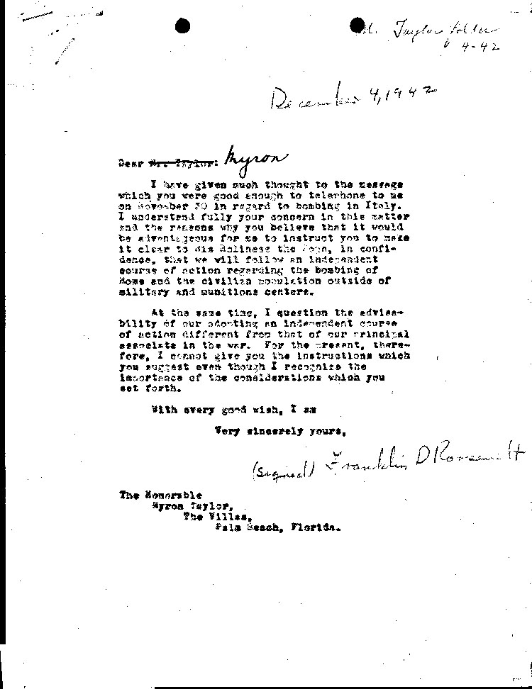 [a466ab01.jpg] - F.D.R.--> M.Taylor 12/4/42