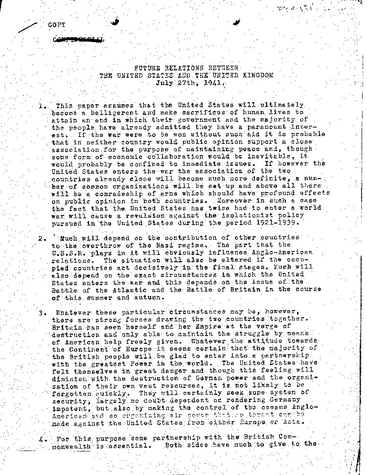 [a466b03.jpg] - memo 7/27/41 re: relations between US & UK