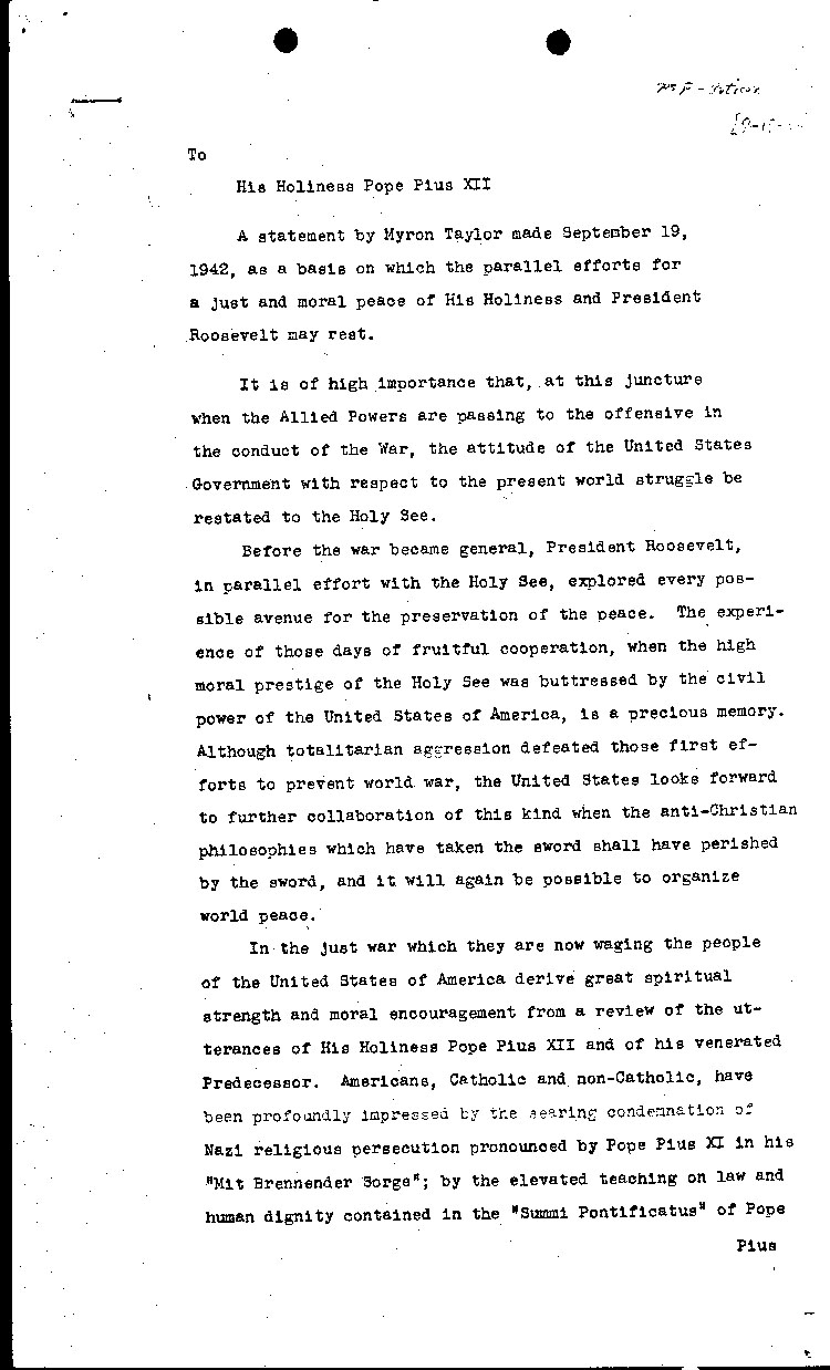 [a466k01.jpg] - statement of M.Taylor -->Pope Pius XII 9/19/42
