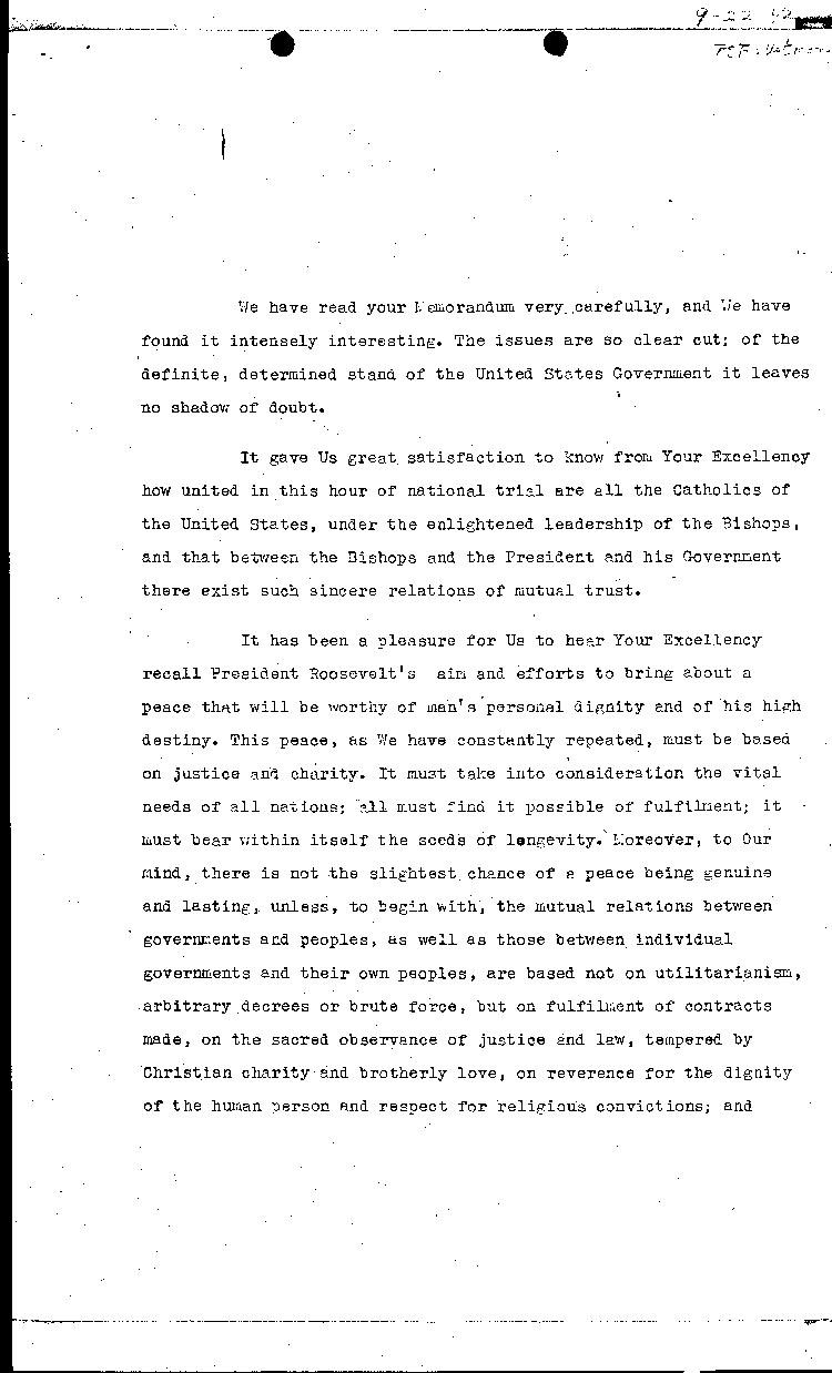 [a466l01.jpg] - letter 9/22/42 to Pope from Myron Taylor