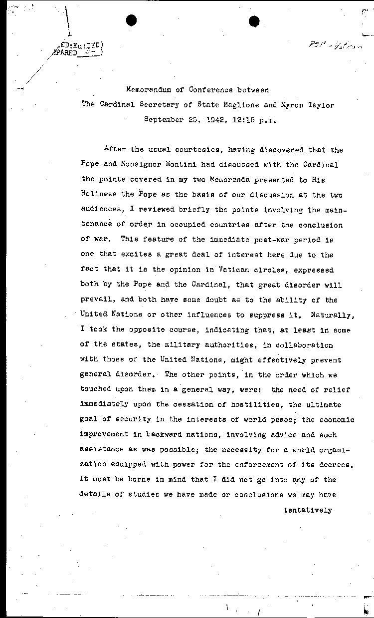 [a466p02.jpg] - M.Taylor's account of his interview w/Cardinal Maglione 9/25/42