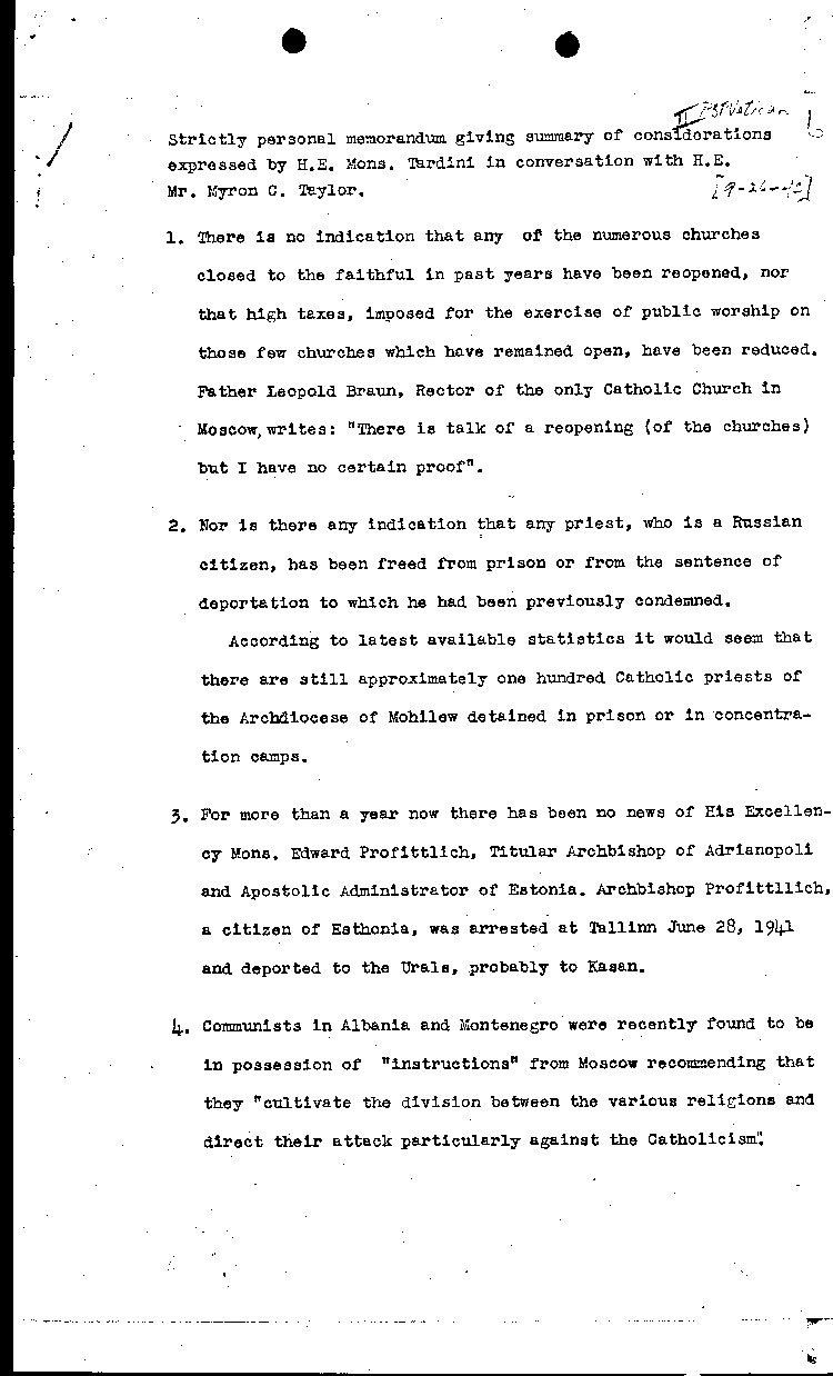 [a466q01.jpg] - memo conversation b/tw Mons. Tardini & M.Taylor 9/26/42