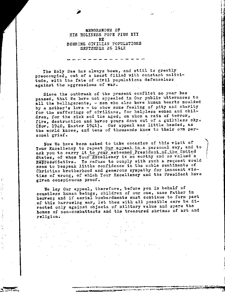 [a466y04.jpg] - memo of Pope Pius XII of Bombings 9/26/42