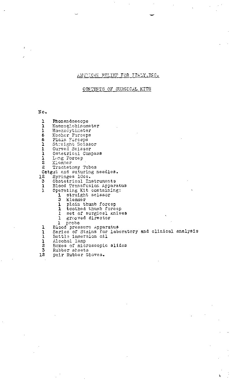 [a473d13.jpg] - charts: contents of surgical and first-aid kits