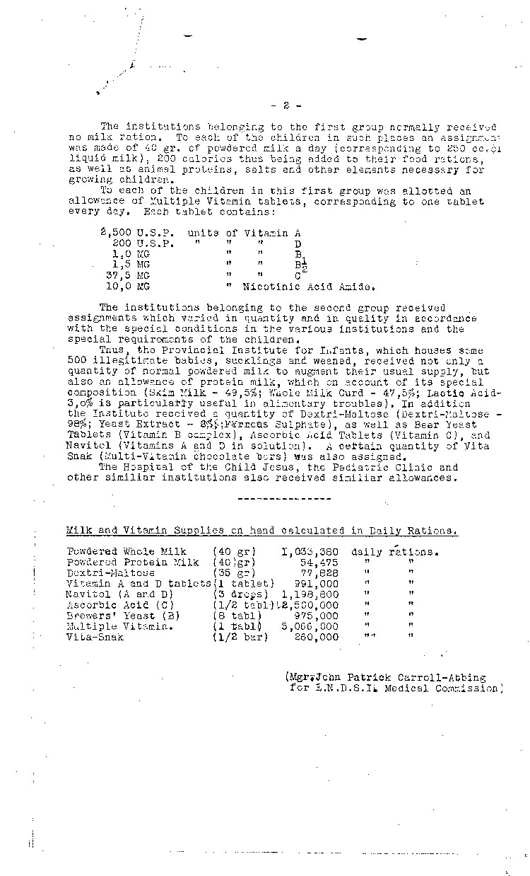 [a473g02.jpg] - chart: distribution of powdered milk & vitamins
