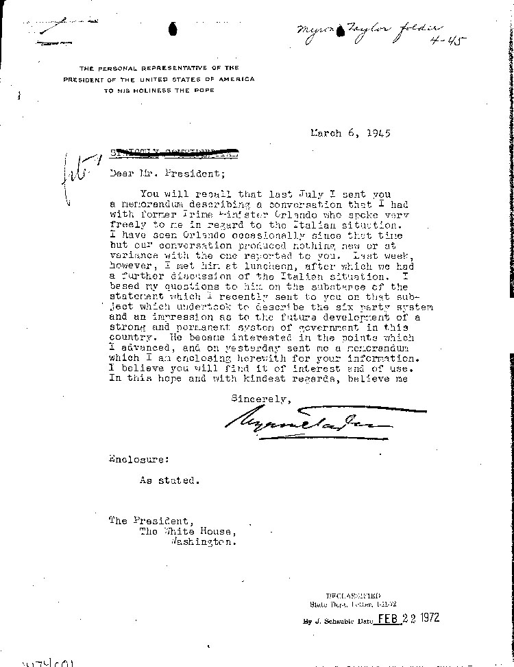 [a474c01.jpg] - Taylor-->F.D.R.  3/6/45