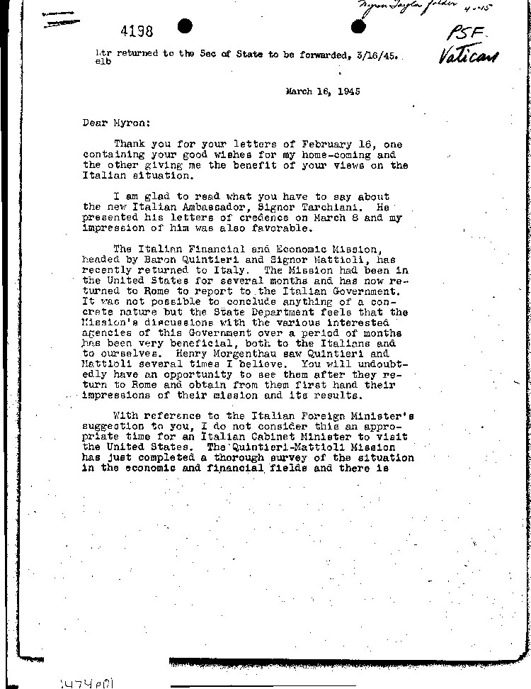 [a474e01.jpg] - F.D.R. -->Taylor 3/16/45