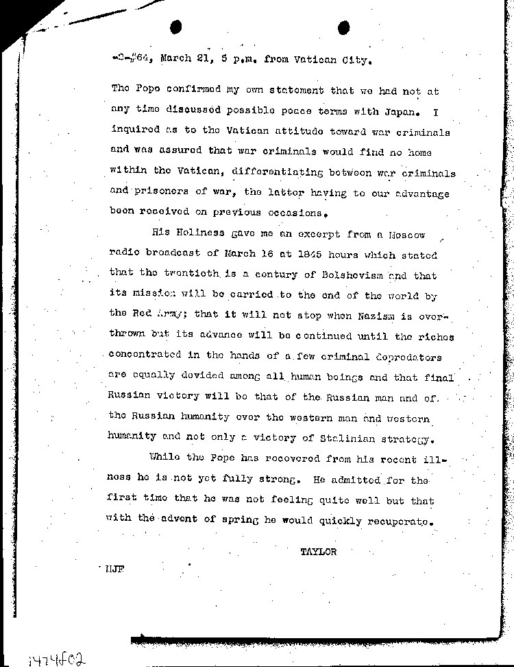[a474f02.jpg] - Taylor-->F.D.R.  3/21/45