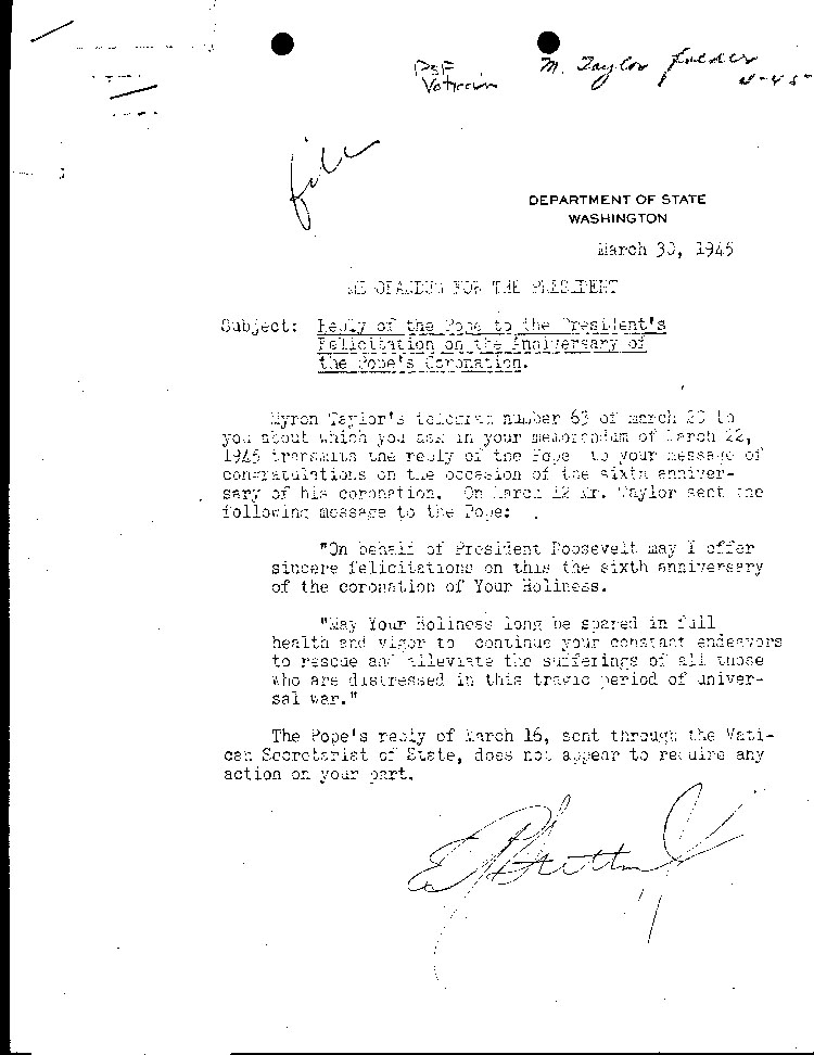 [a474h01.jpg] - Stettinius jr memo for F.D.R. 3/30/45