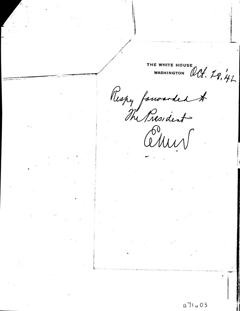 [a71u03.jpg] - To FDR from Edwin Watson 10/28/42