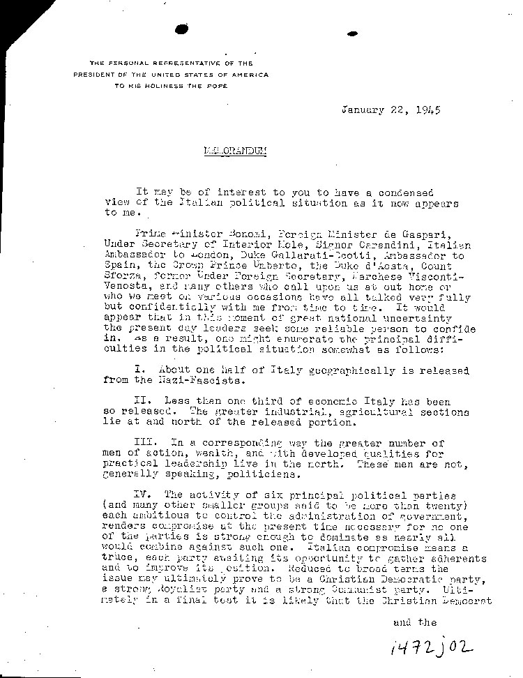 [a472j02.jpg] - Memorandum from Taylor 1/22/45