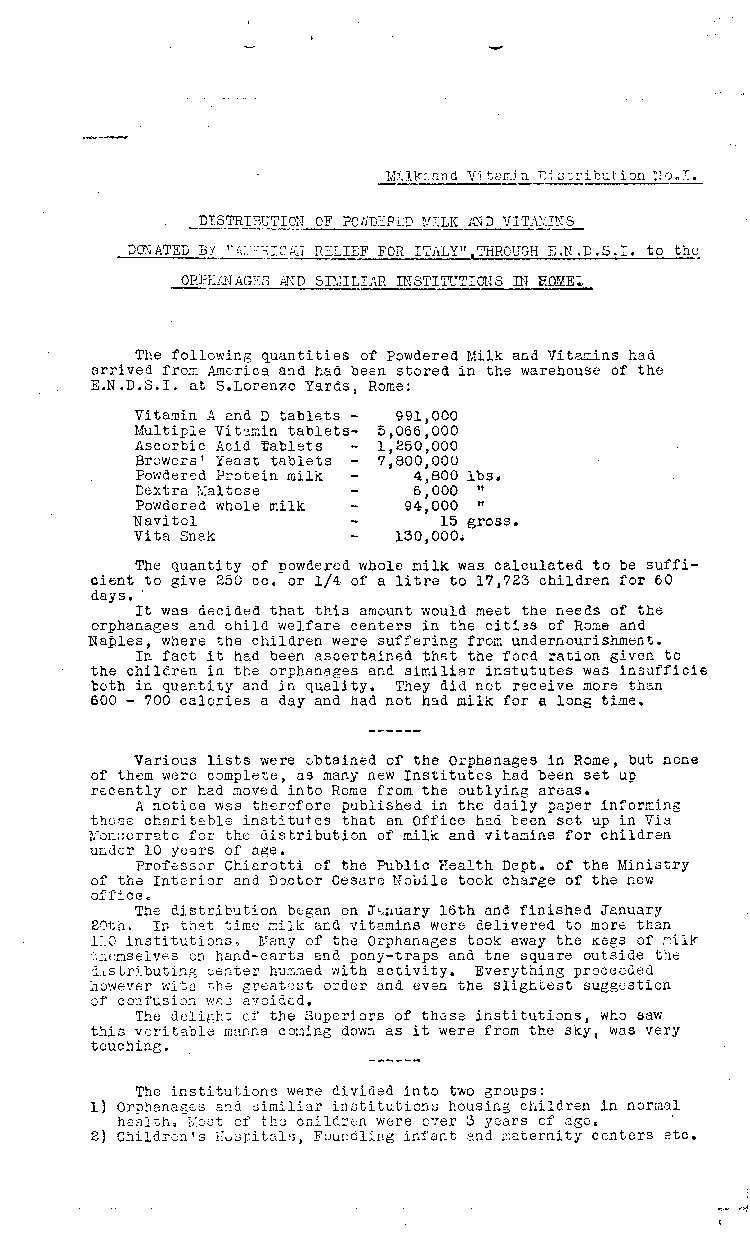 [a473g01.jpg] - chart: distribution of powdered milk & vitamins